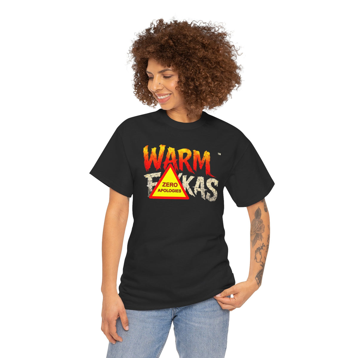 Zero Apologies Warning Triangle T-Shirt – Funny Graphic Tee